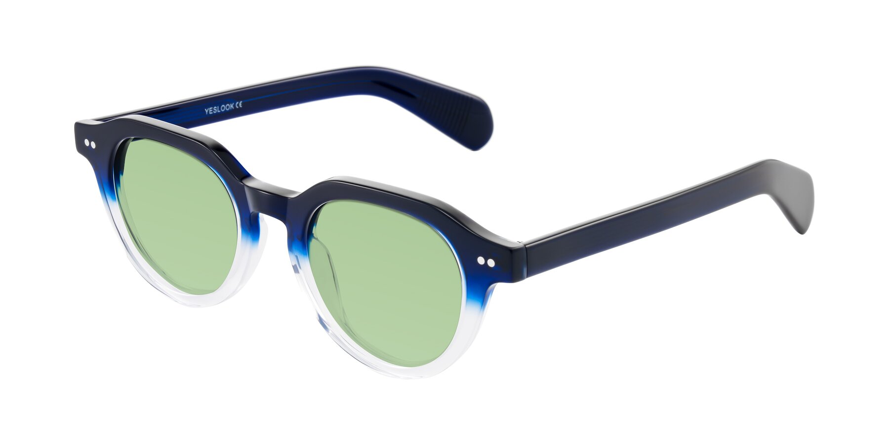 Angle of Rohamn in Navy Blue/Clear with Medium Green Tinted Lenses