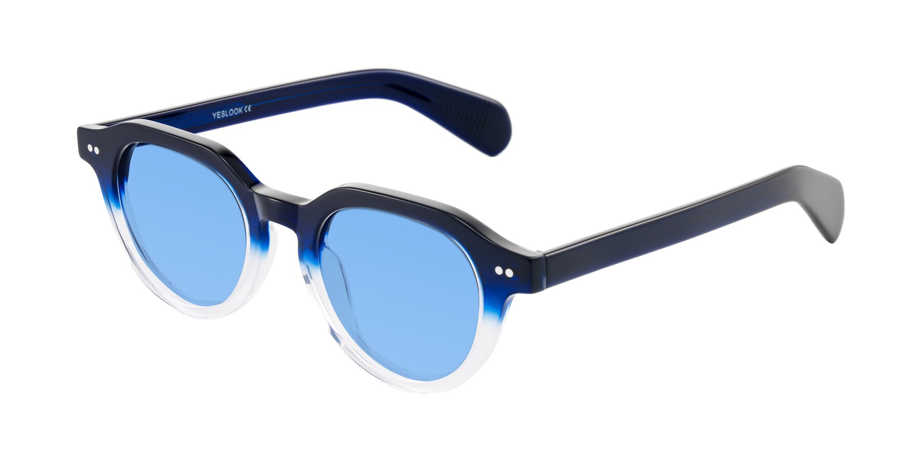 Angle of Rohamn in Navy Blue/Clear with Medium Blue Tinted Lenses