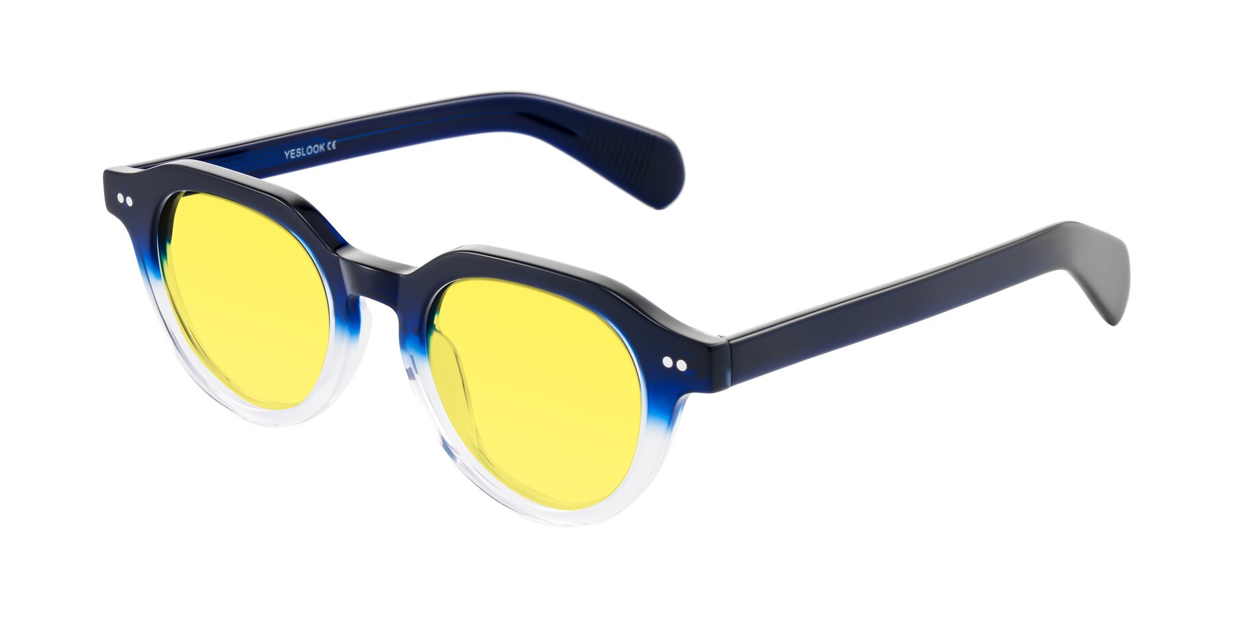 Angle of Rohamn in Navy Blue/Clear with Medium Yellow Tinted Lenses