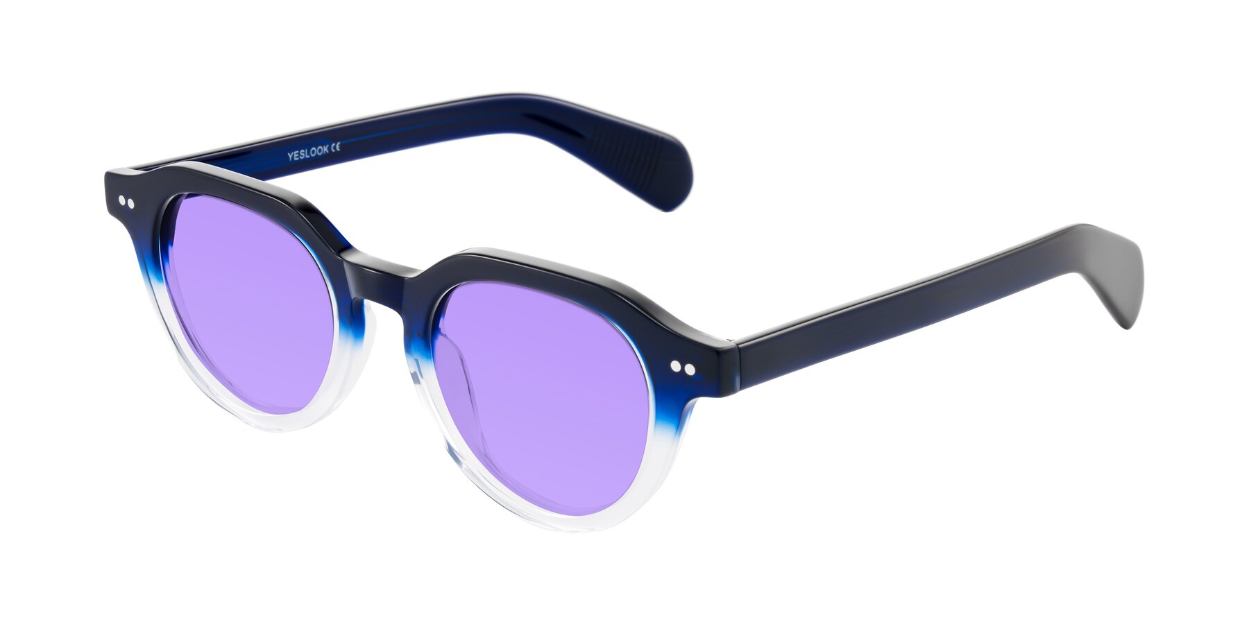 Angle of Rohamn in Navy Blue/Clear with Medium Purple Tinted Lenses