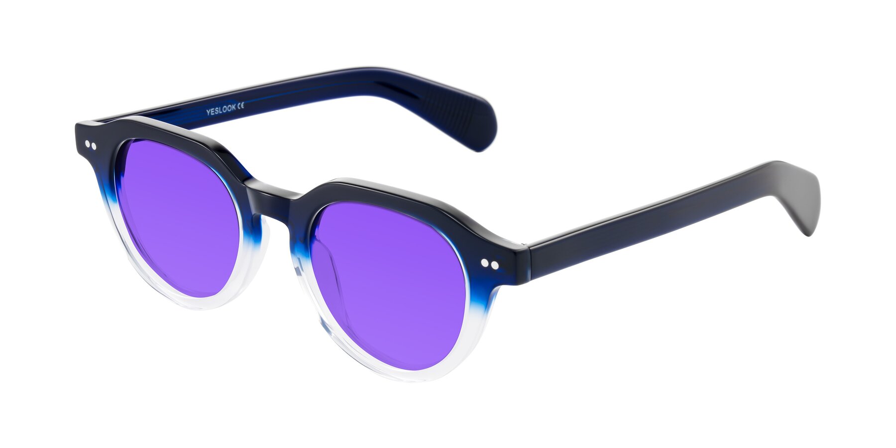 Angle of Rohamn in Navy Blue/Clear with Purple Tinted Lenses