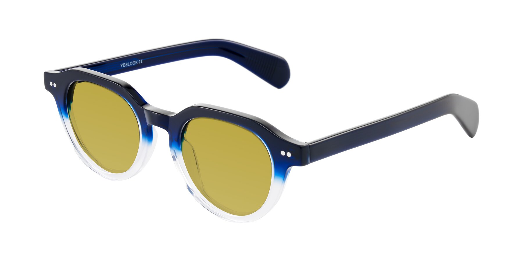 Angle of Rohamn in Navy Blue/Clear with Champagne Tinted Lenses