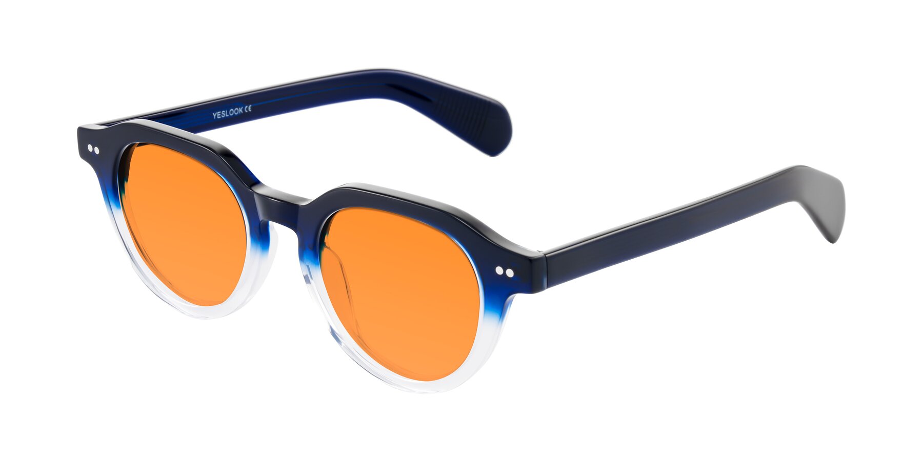 Angle of Rohamn in Navy Blue/Clear with Orange Tinted Lenses