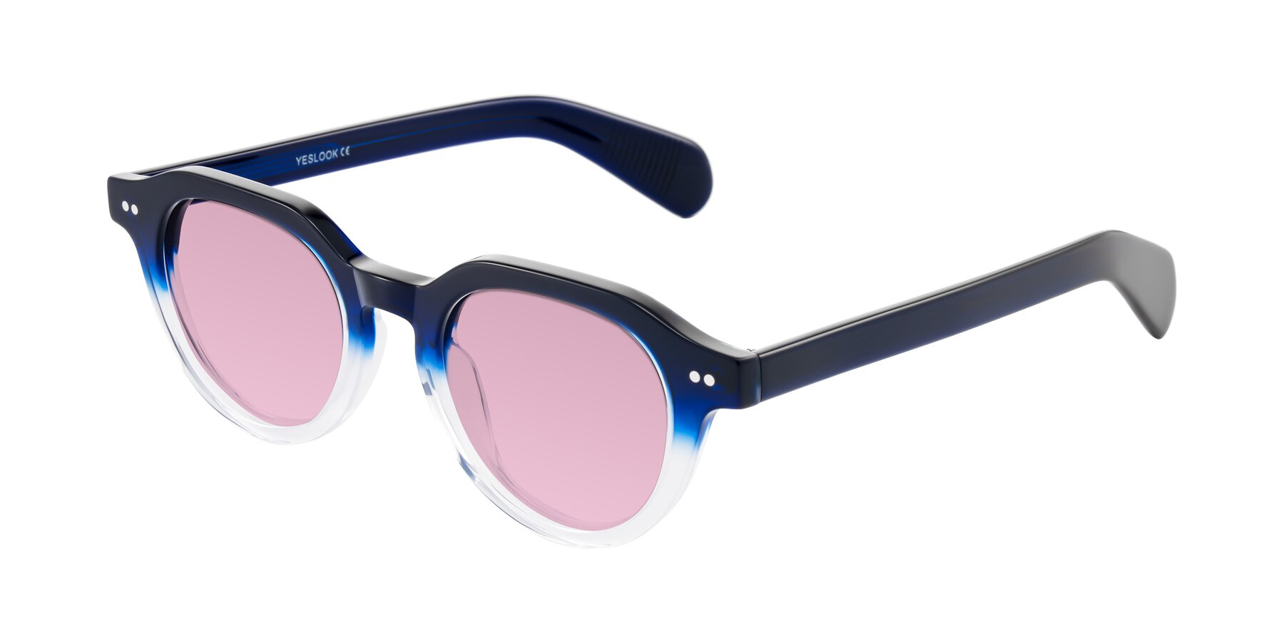 Angle of Rohamn in Navy Blue/Clear with Light Wine Tinted Lenses