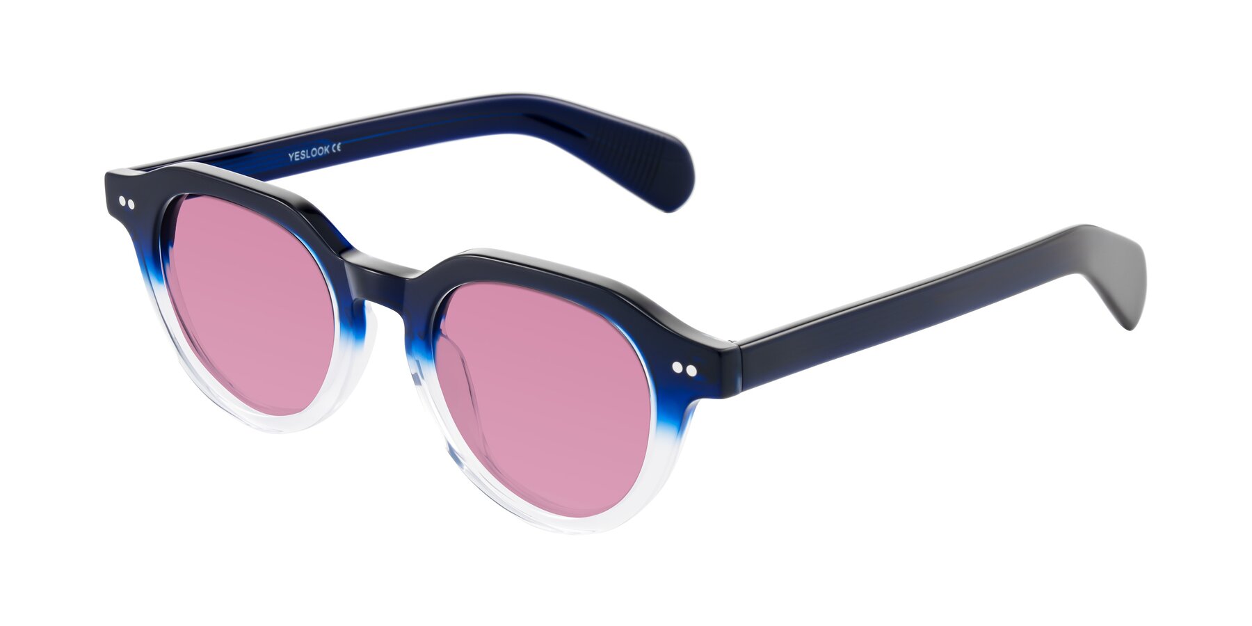 Angle of Rohamn in Navy Blue/Clear with Medium Wine Tinted Lenses
