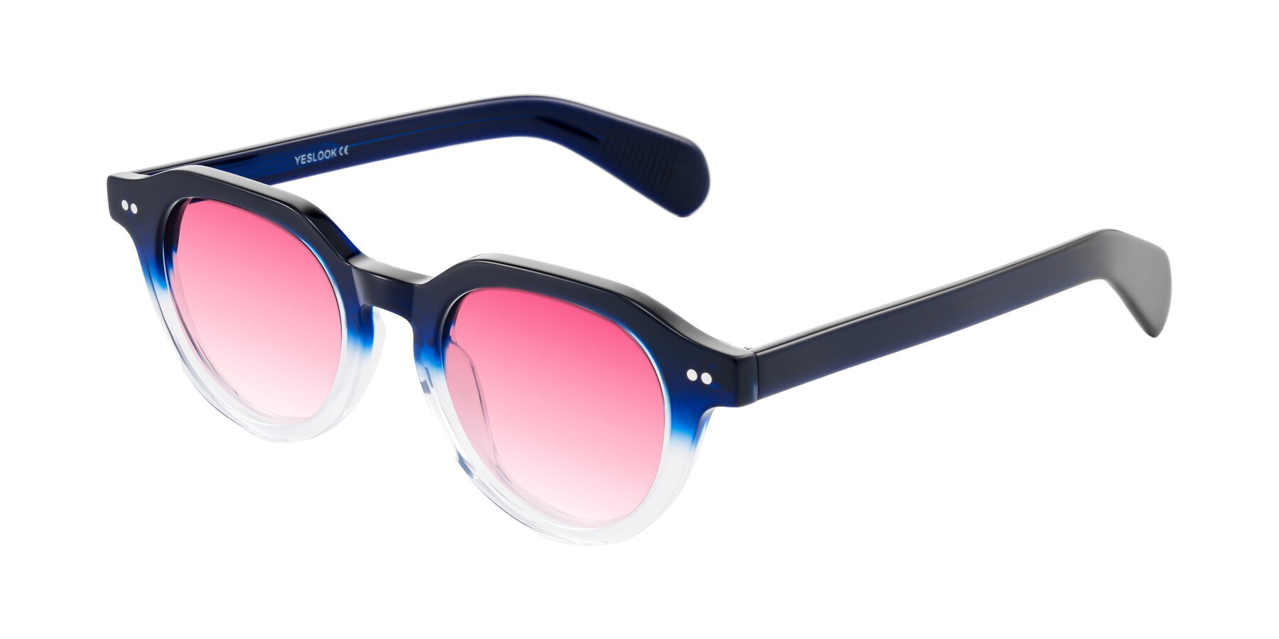 Angle of Rohamn in Navy Blue/Clear with Pink Gradient Lenses