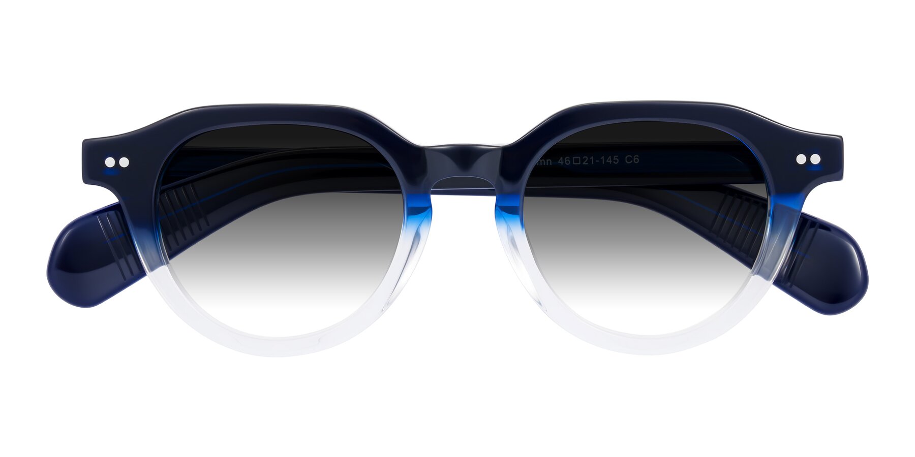 Folded Front of Rohamn in Navy Blue/Clear with Gray Gradient Lenses