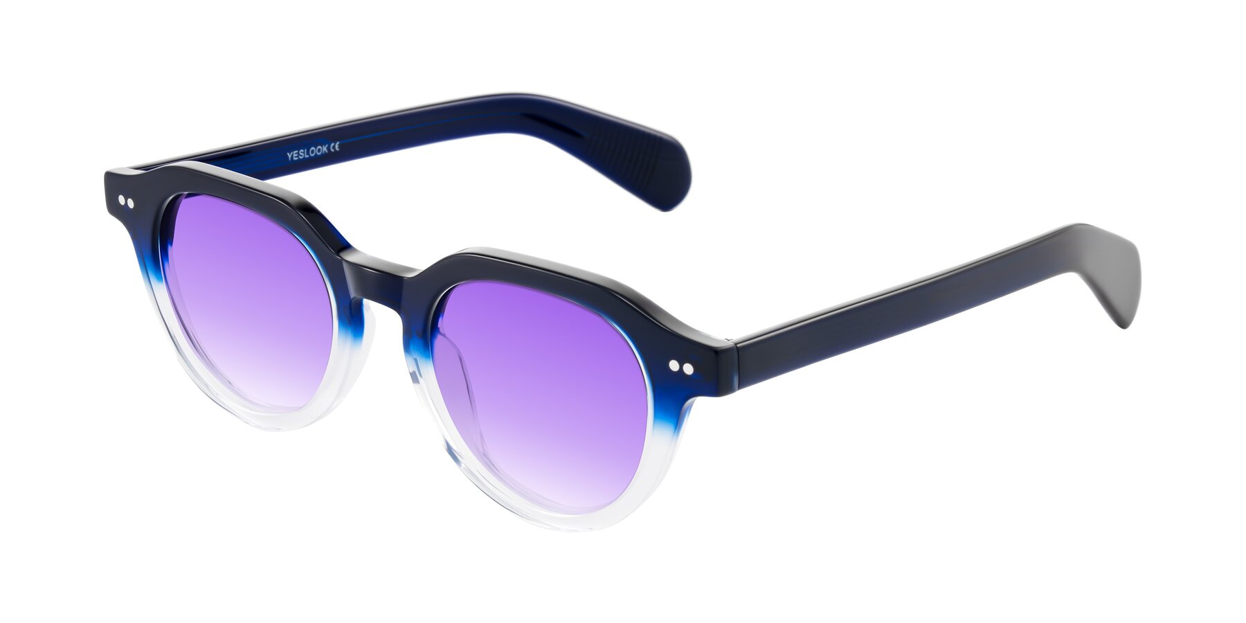 Angle of Rohamn in Navy Blue/Clear with Purple Gradient Lenses