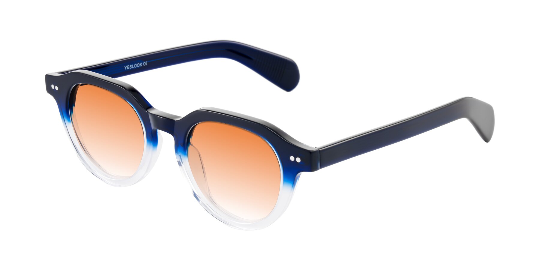 Angle of Rohamn in Navy Blue/Clear with Orange Gradient Lenses