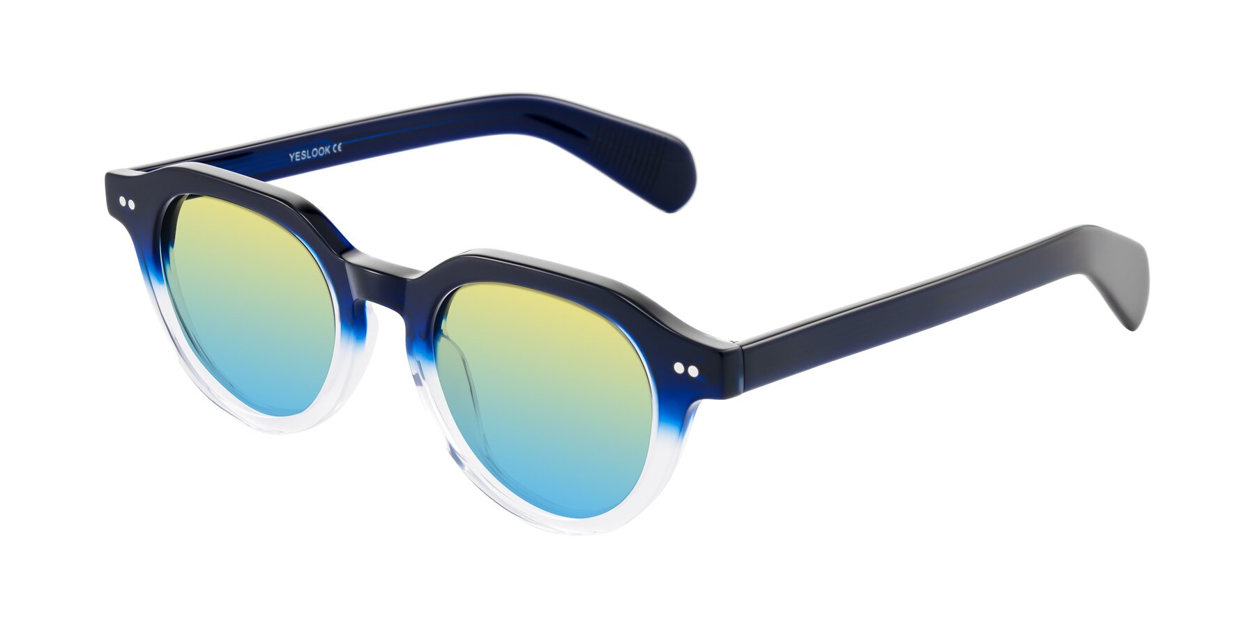 Angle of Rohamn in Navy Blue/Clear with Yellow / Blue Gradient Lenses