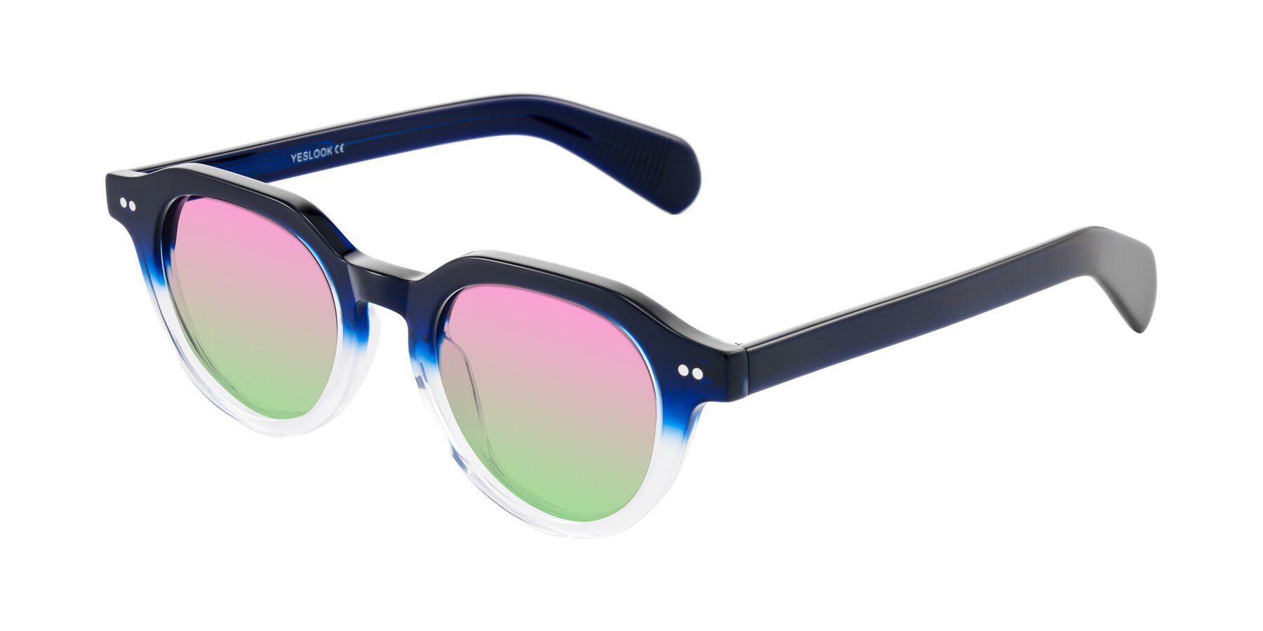Angle of Rohamn in Navy Blue/Clear with Pink / Green Gradient Lenses