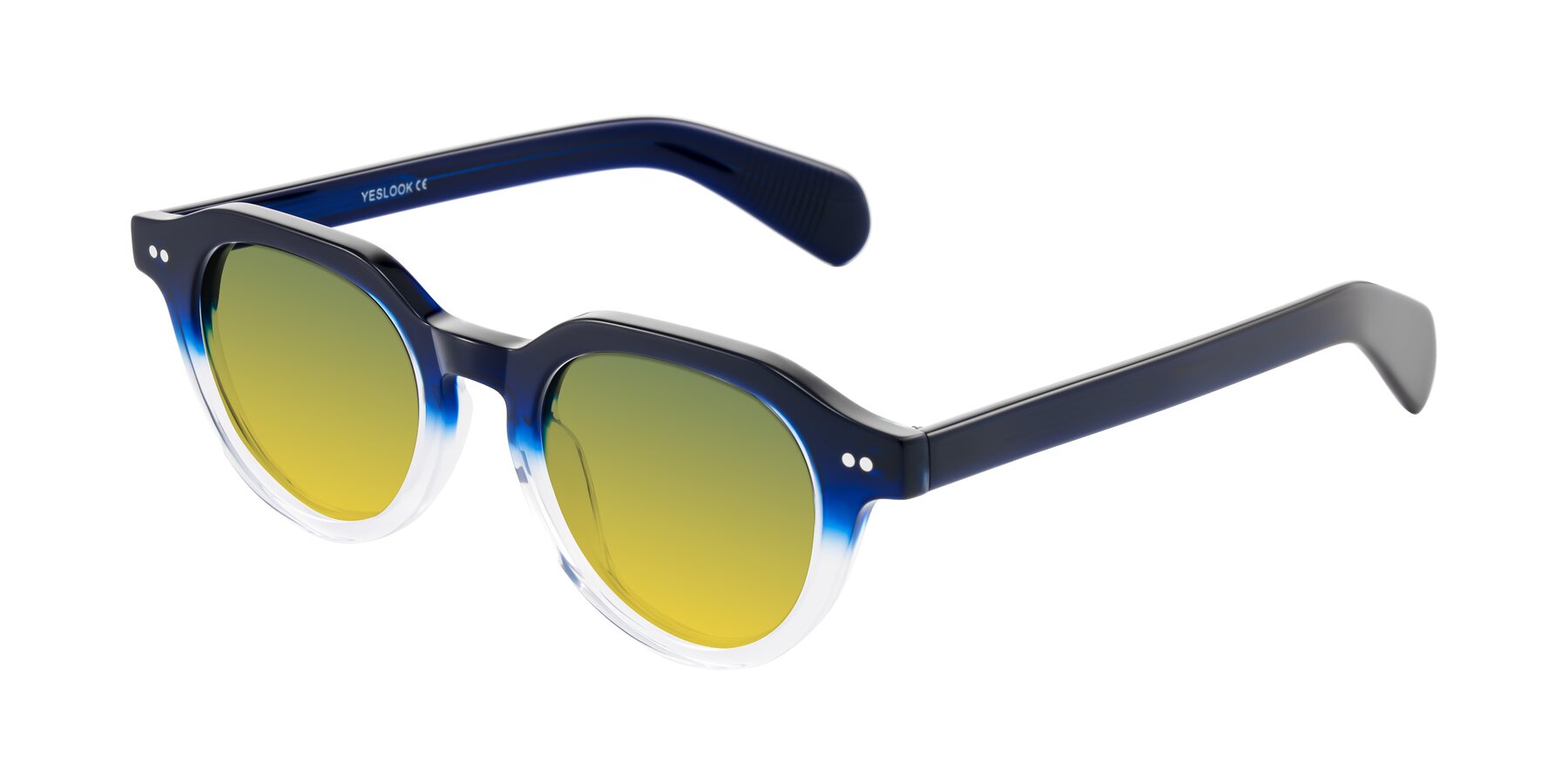 Angle of Rohamn in Navy Blue/Clear with Green / Yellow Gradient Lenses