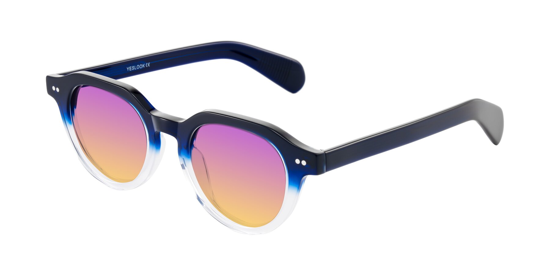 Angle of Rohamn in Navy Blue/Clear with Purple / Yellow Gradient Lenses