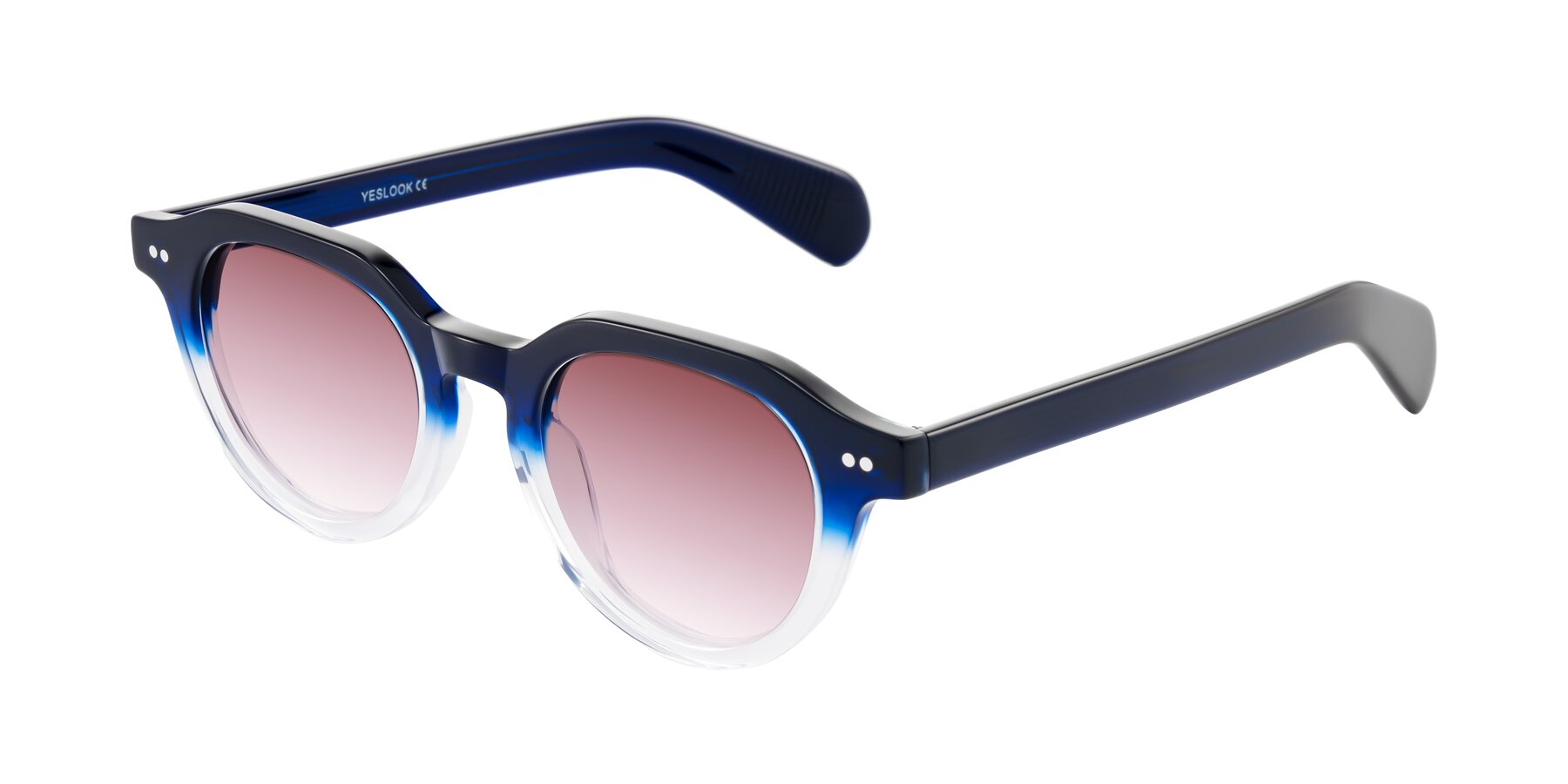 Angle of Rohamn in Navy Blue/Clear with Garnet Gradient Lenses