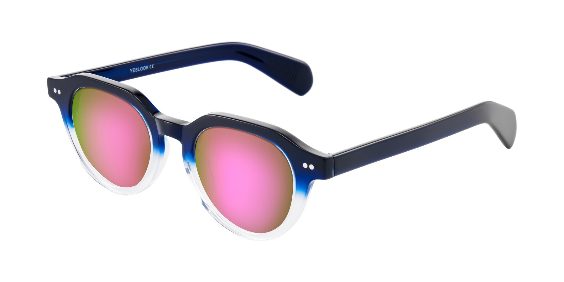Angle of Rohamn in Navy Blue/Clear with Pink Mirrored Lenses