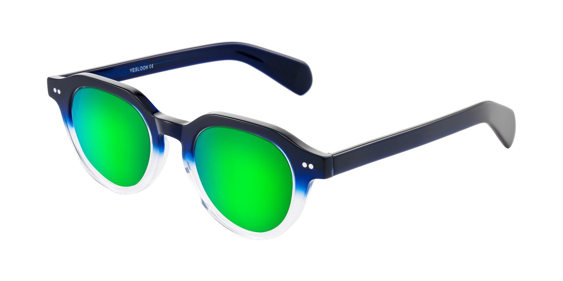 Angle of Rohamn in Navy Blue/Clear with Green Mirrored Lenses