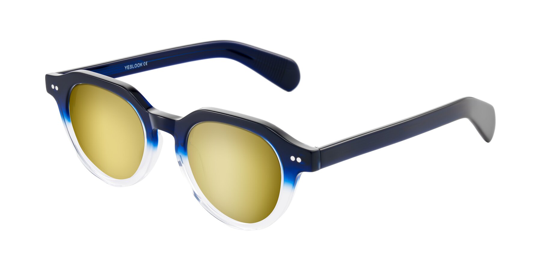 Angle of Rohamn in Navy Blue/Clear with Gold Mirrored Lenses