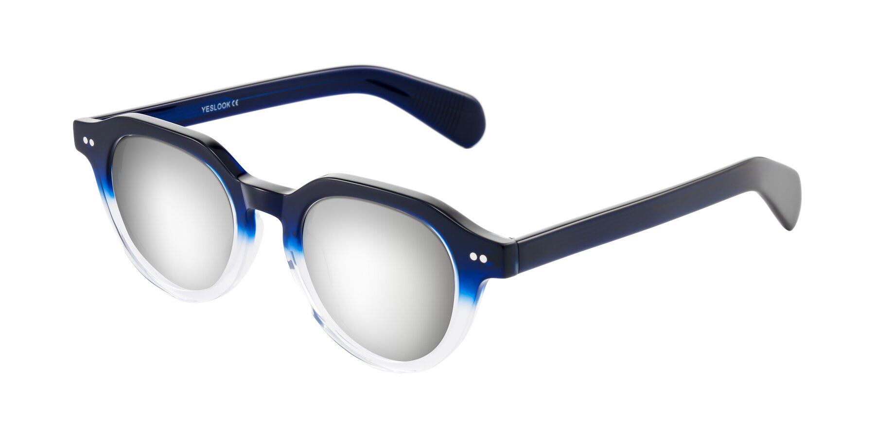 Angle of Rohamn in Navy Blue/Clear with Silver Mirrored Lenses