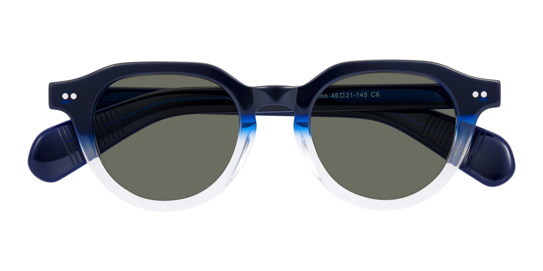 Folded Front of Rohamn in Navy Blue/Clear with Gray Polarized Lenses