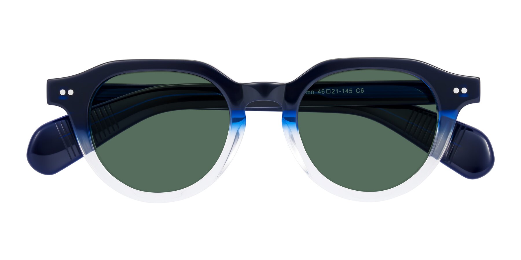 Folded Front of Rohamn in Navy Blue/Clear with Green Polarized Lenses