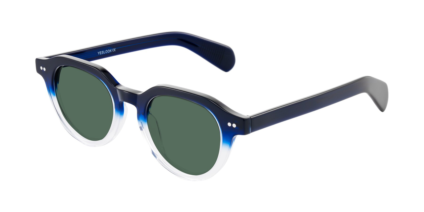 Angle of Rohamn in Navy Blue/Clear with Green Polarized Lenses