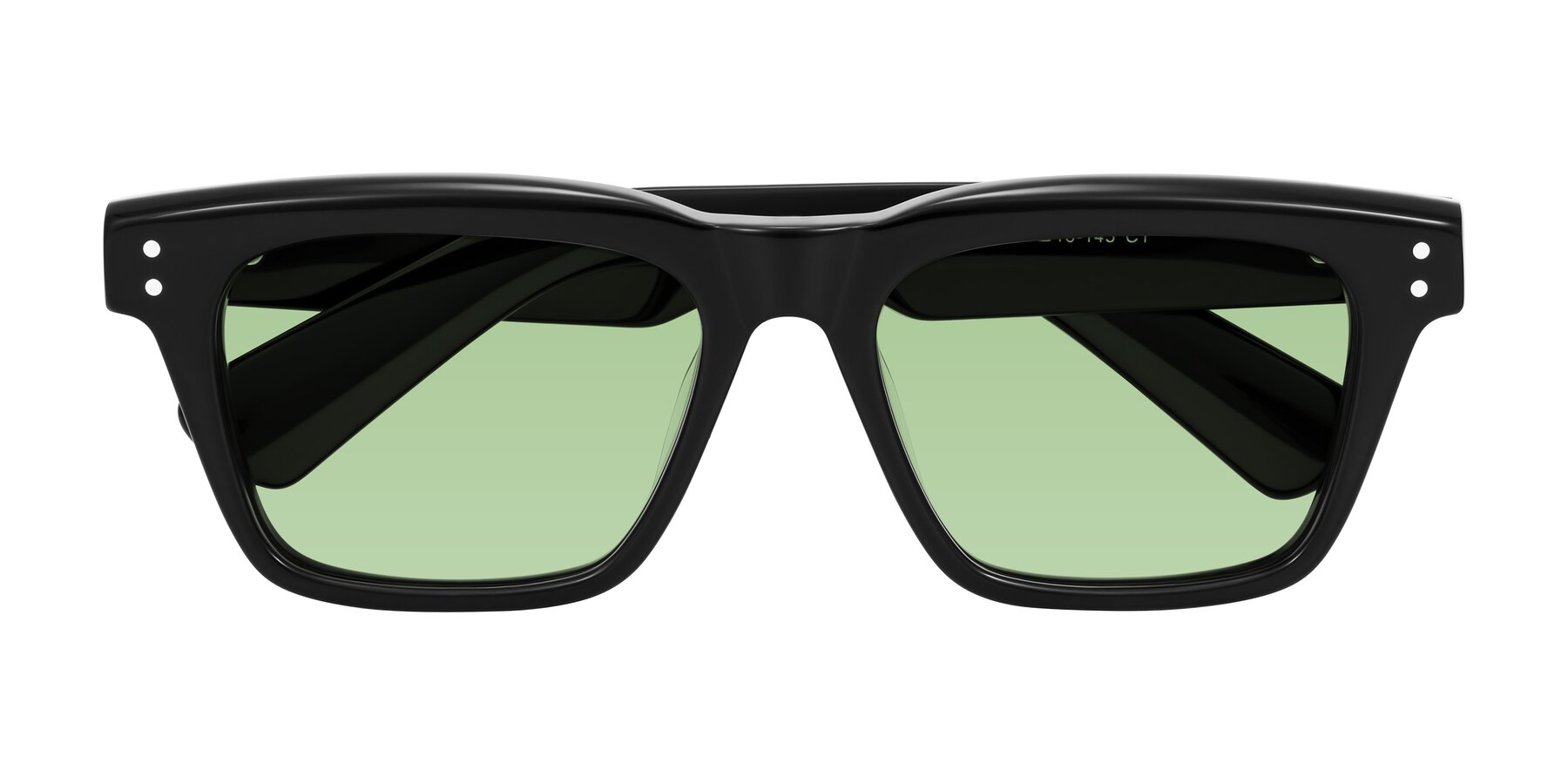 Folded Front of Paisley in Black with Medium Green Tinted Lenses