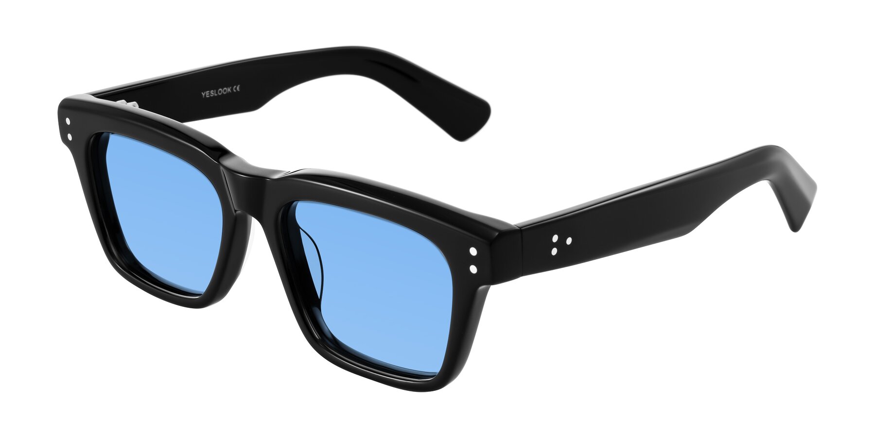 Angle of Paisley in Black with Medium Blue Tinted Lenses