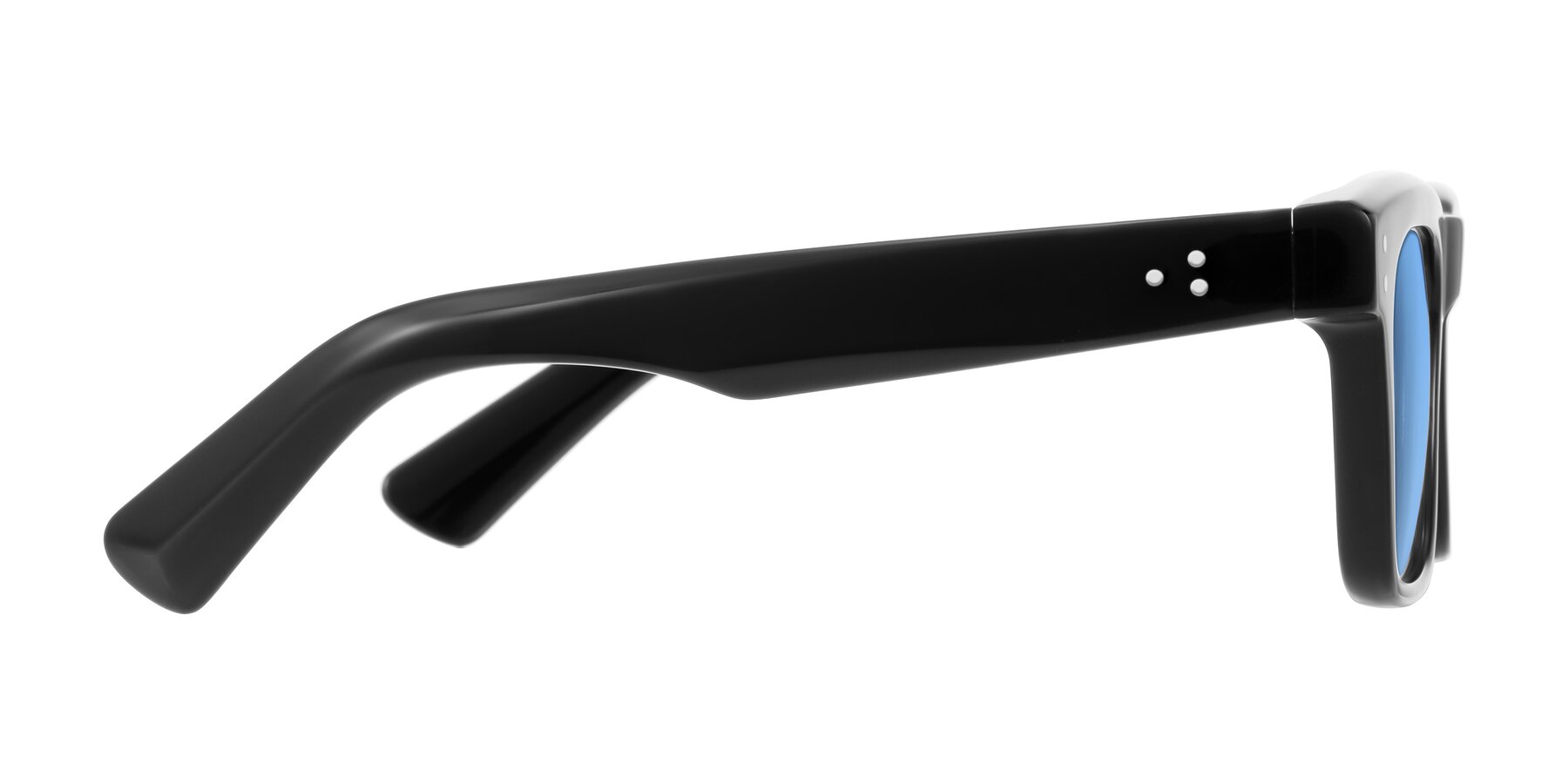 Side of Paisley in Black with Medium Blue Tinted Lenses