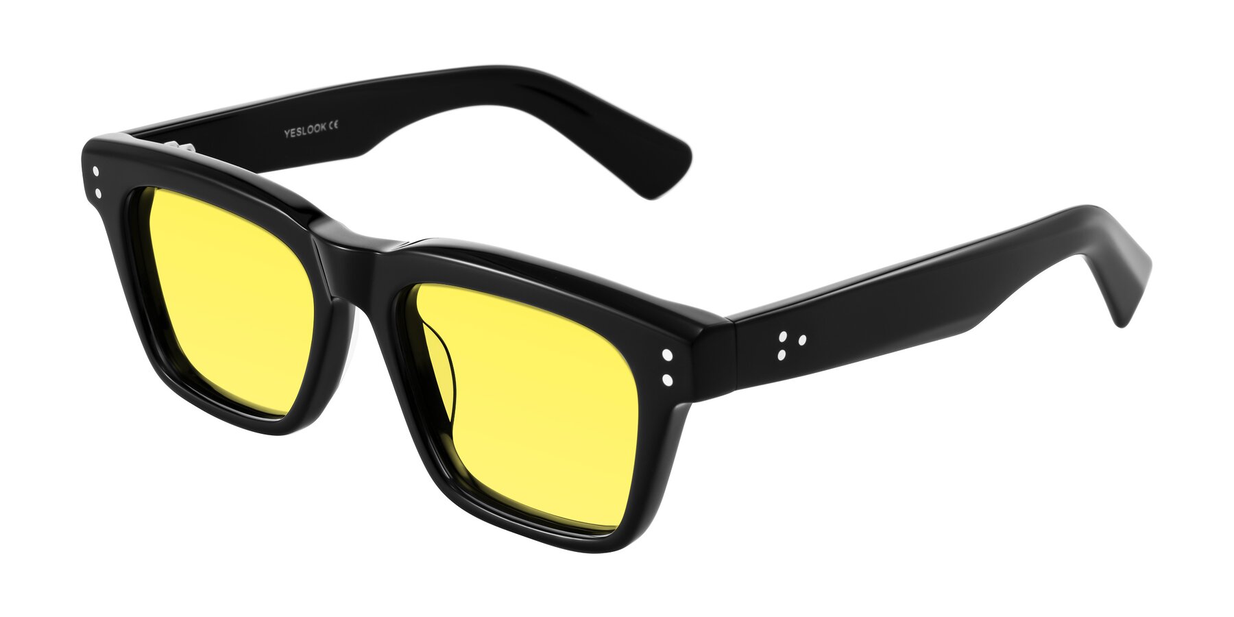 Angle of Paisley in Black with Medium Yellow Tinted Lenses