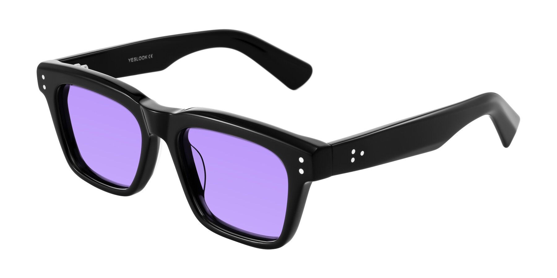 Angle of Paisley in Black with Medium Purple Tinted Lenses