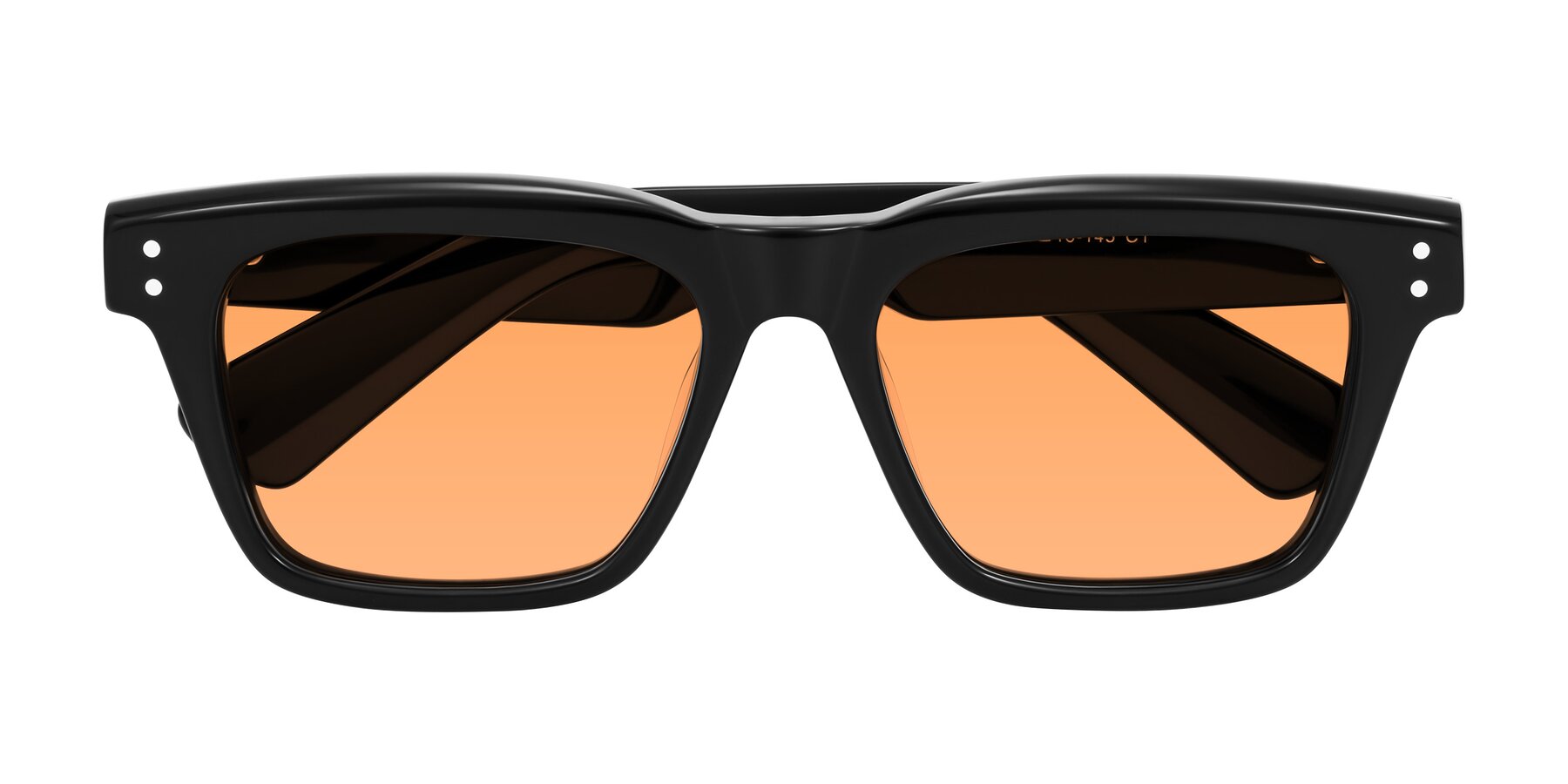 Folded Front of Paisley in Black with Medium Orange Tinted Lenses