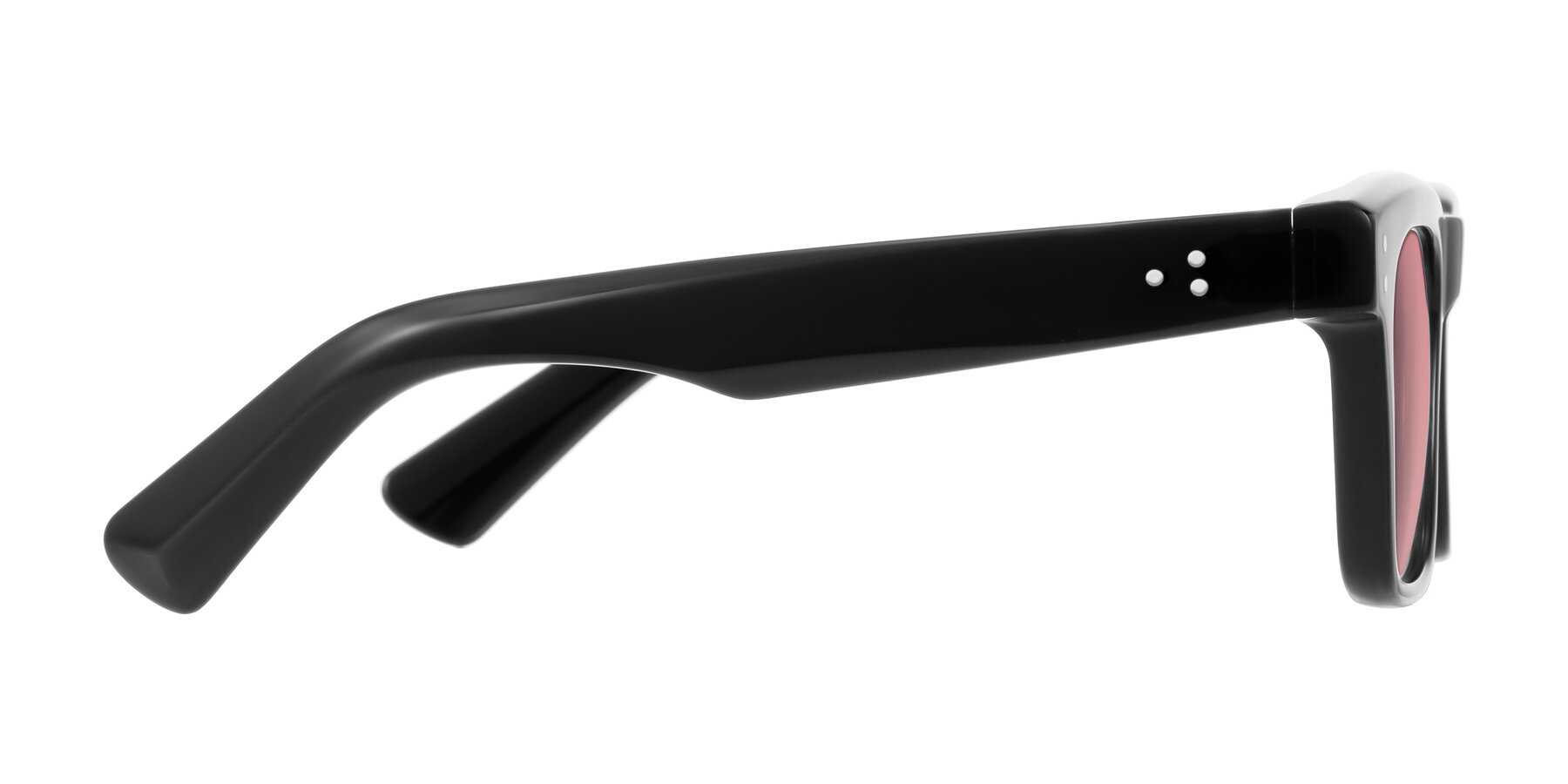 Side of Paisley in Black with Medium Garnet Tinted Lenses
