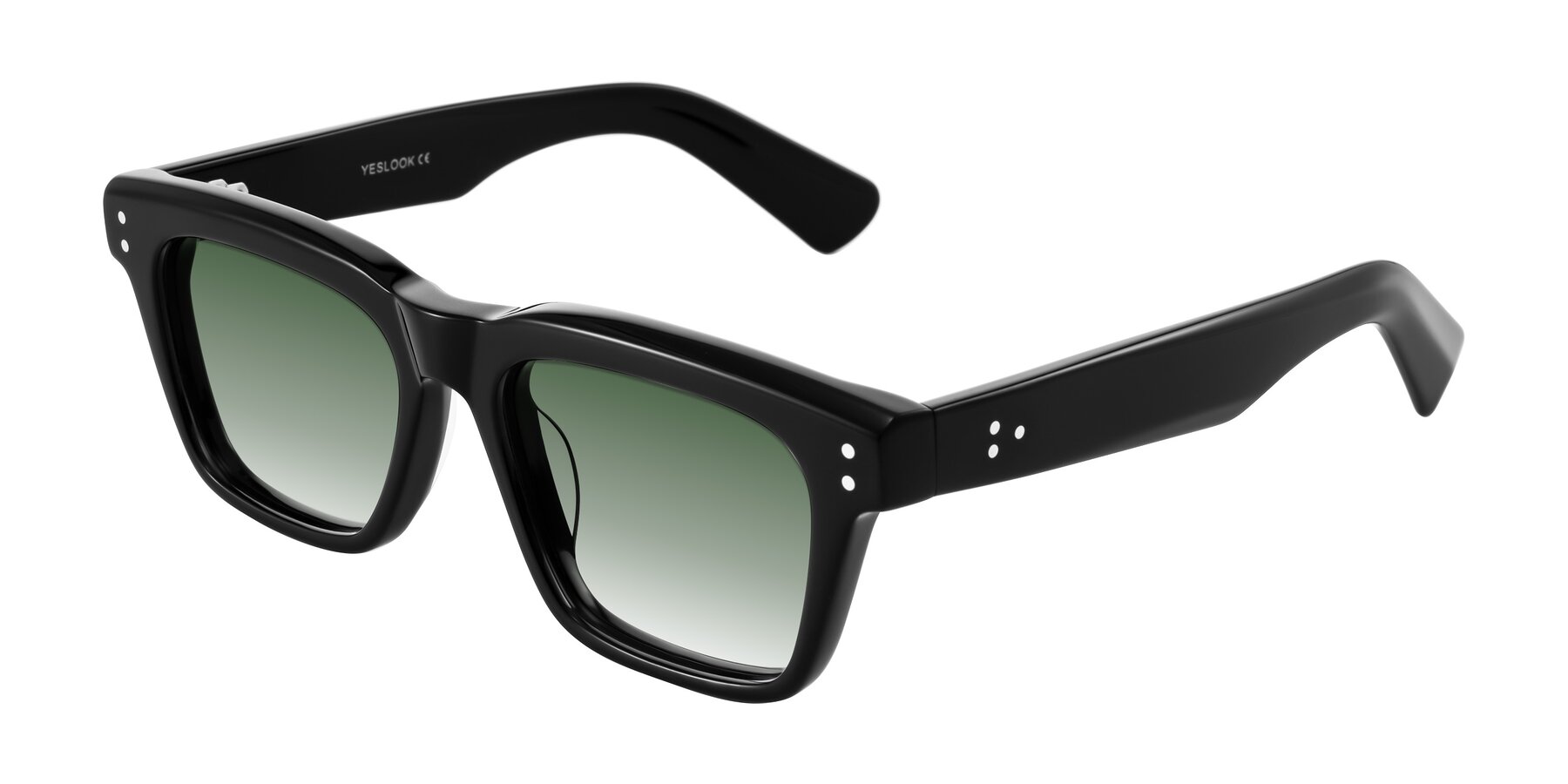Angle of Paisley in Black with Green Gradient Lenses