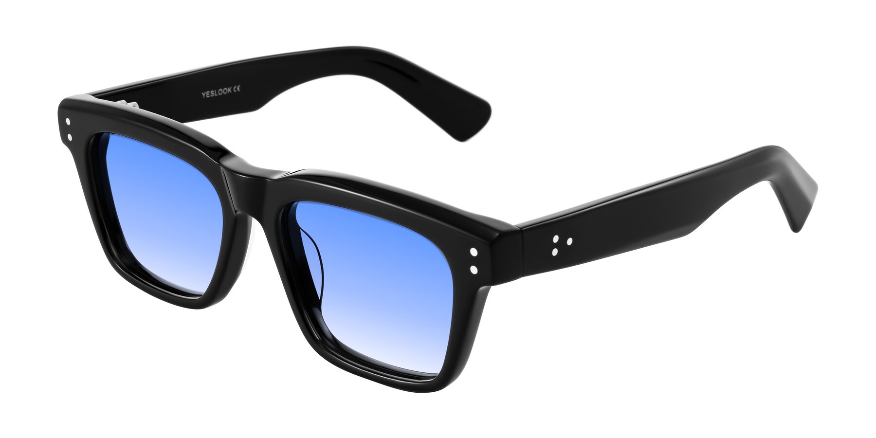 Angle of Paisley in Black with Blue Gradient Lenses