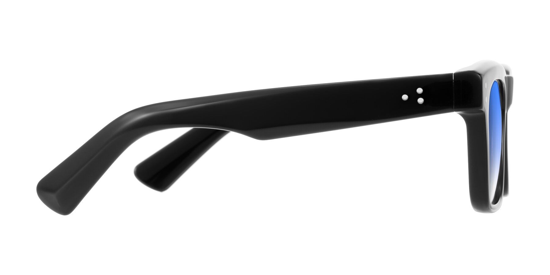 Side of Paisley in Black with Blue Gradient Lenses