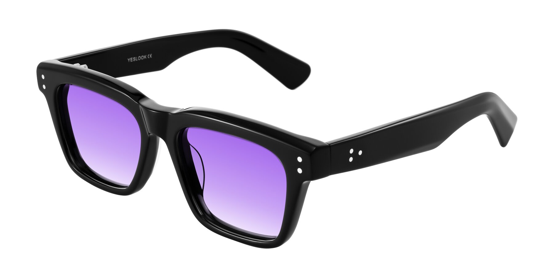 Angle of Paisley in Black with Purple Gradient Lenses