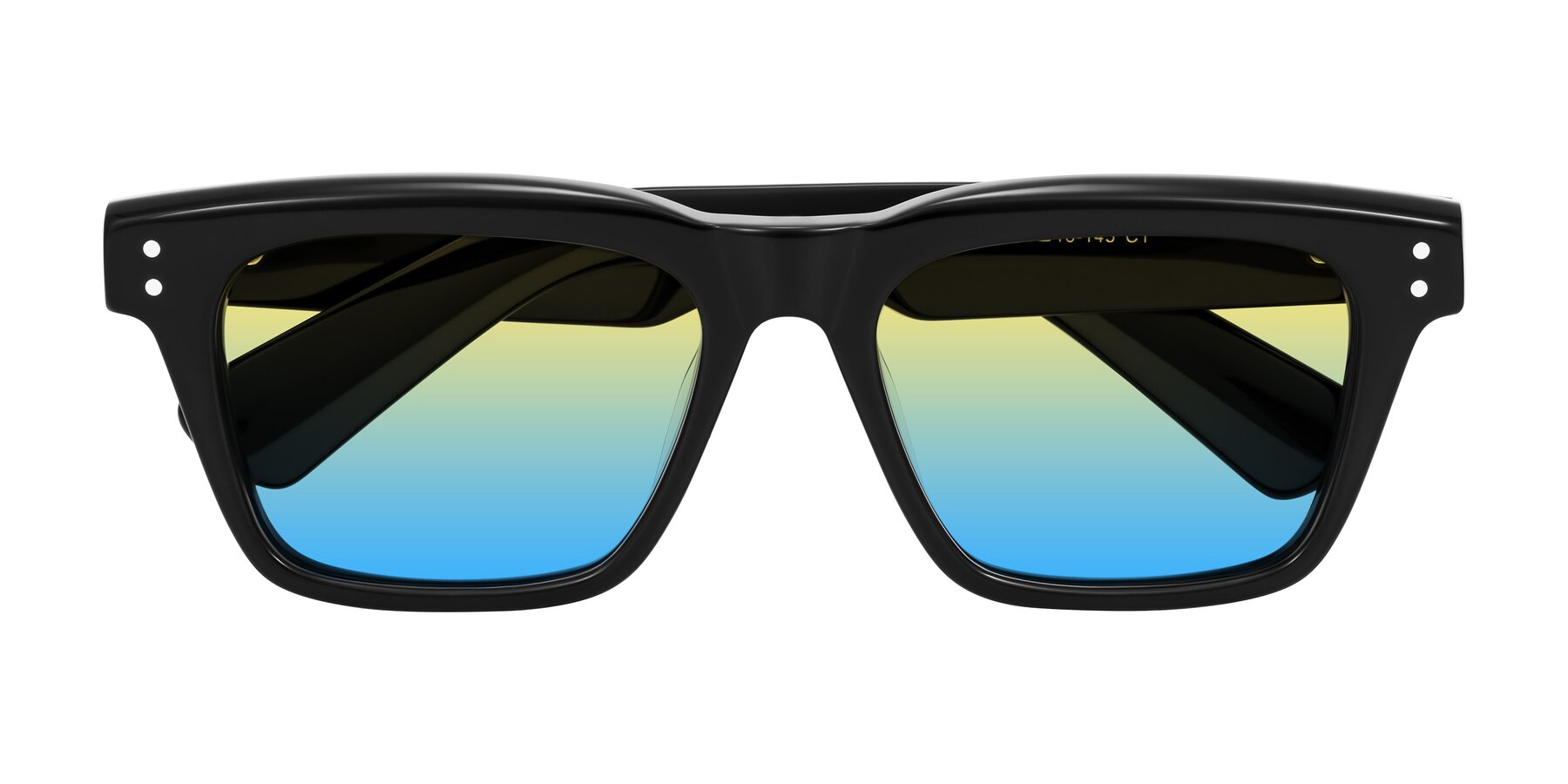 Folded Front of Paisley in Black with Yellow / Blue Gradient Lenses