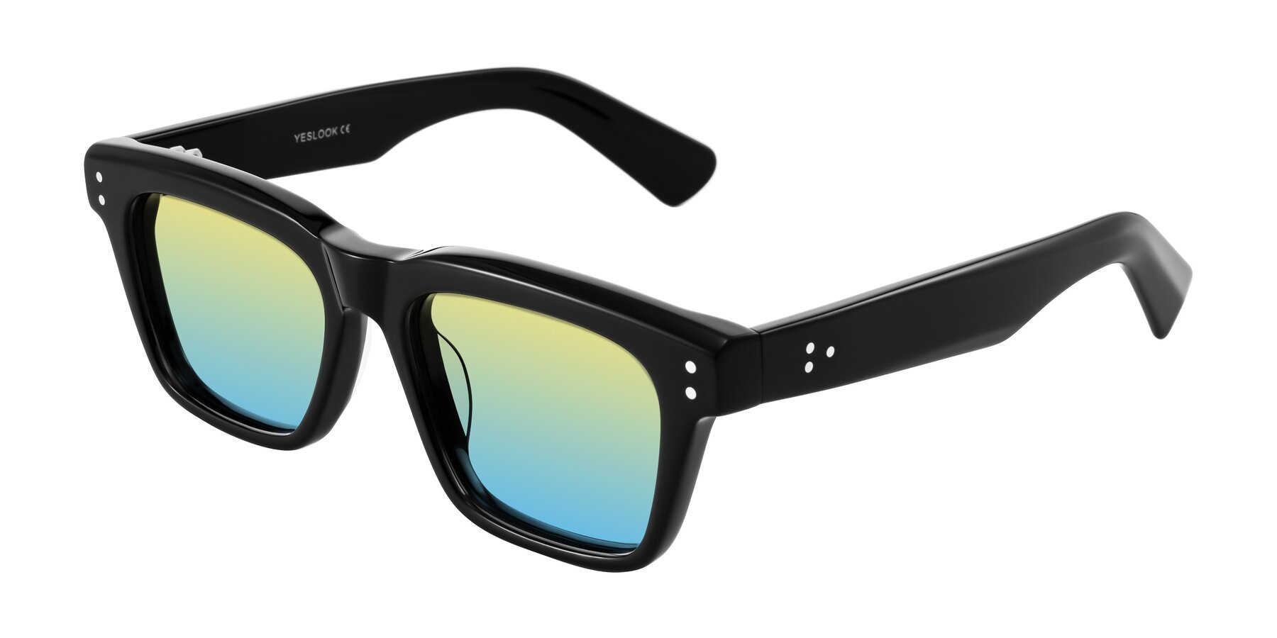 Angle of Paisley in Black with Yellow / Blue Gradient Lenses