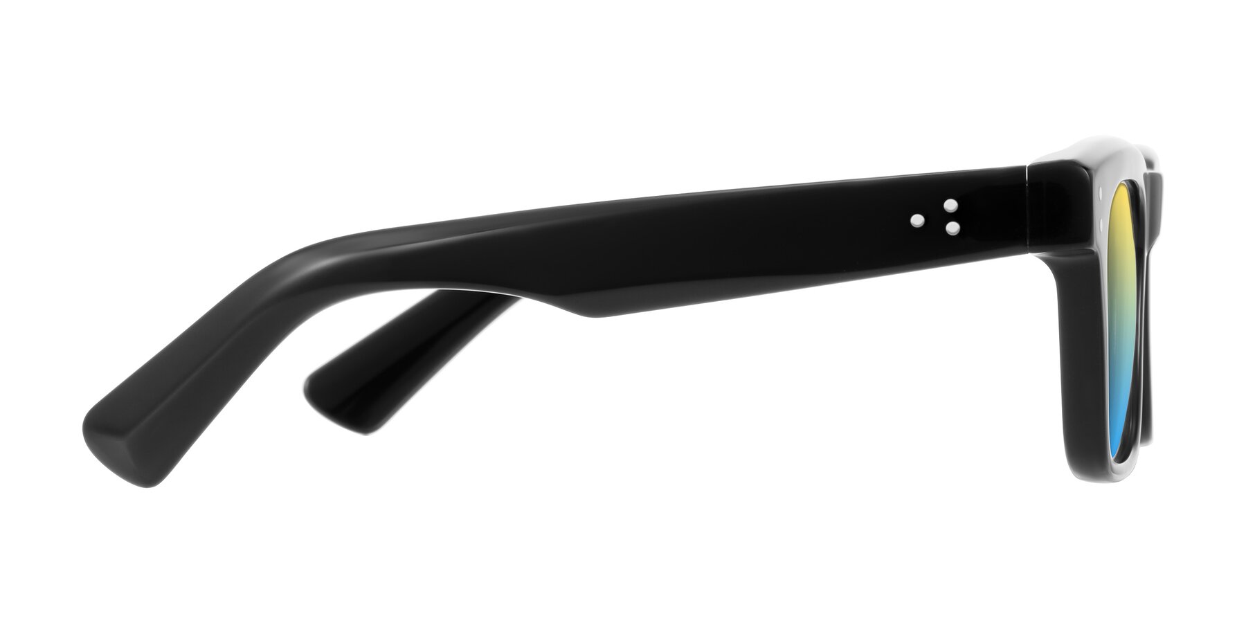 Side of Paisley in Black with Yellow / Blue Gradient Lenses