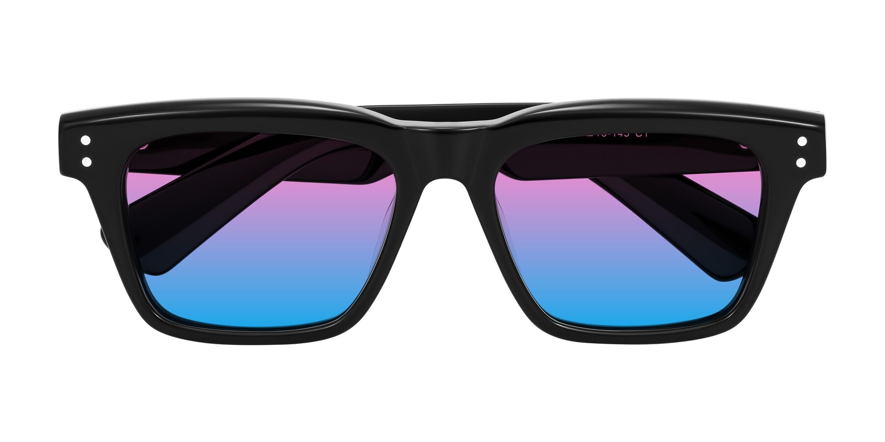 Folded Front of Paisley in Black with Pink / Blue Gradient Lenses