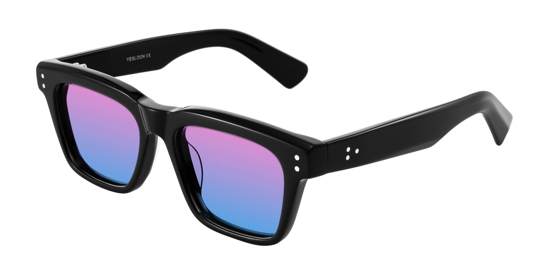 Angle of Paisley in Black with Pink / Blue Gradient Lenses