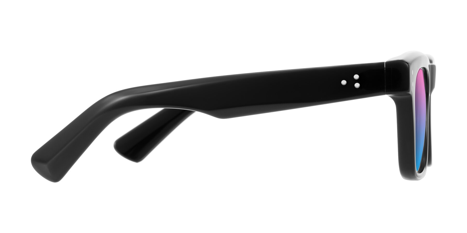 Side of Paisley in Black with Pink / Blue Gradient Lenses