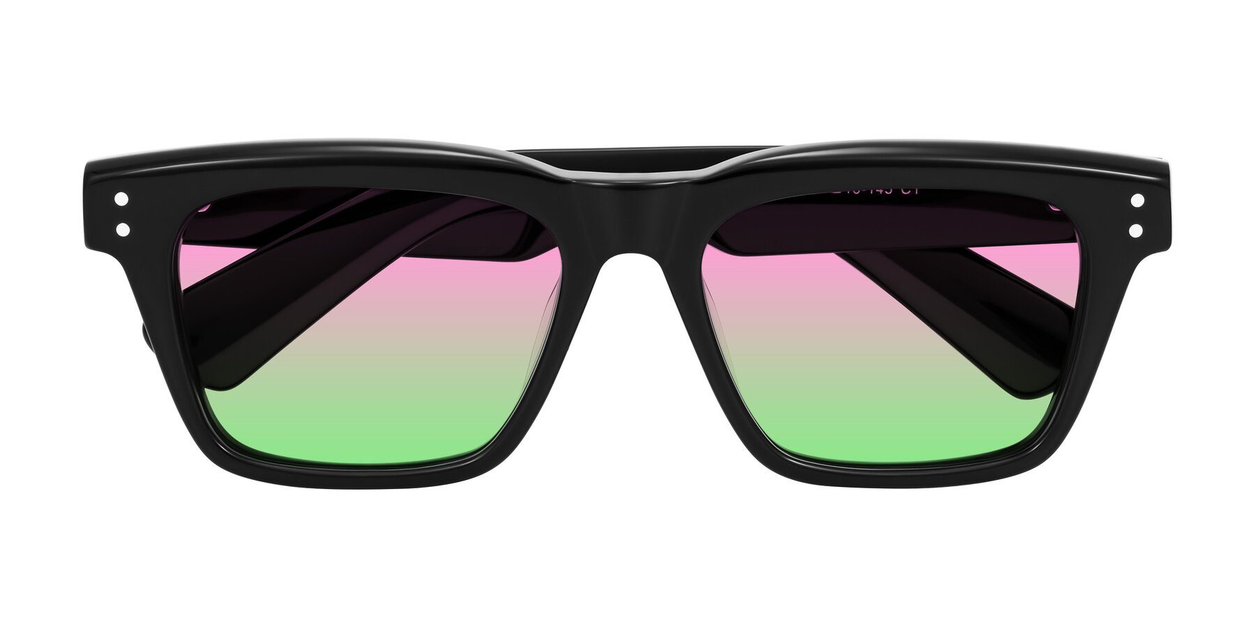 Folded Front of Paisley in Black with Pink / Green Gradient Lenses