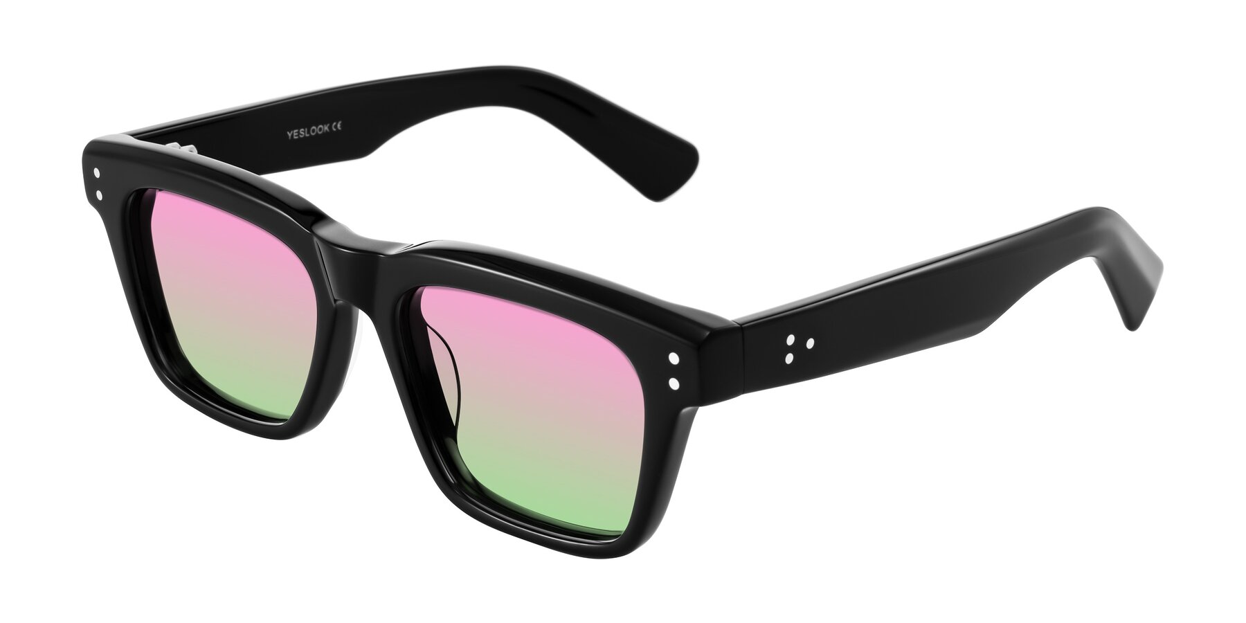 Angle of Paisley in Black with Pink / Green Gradient Lenses