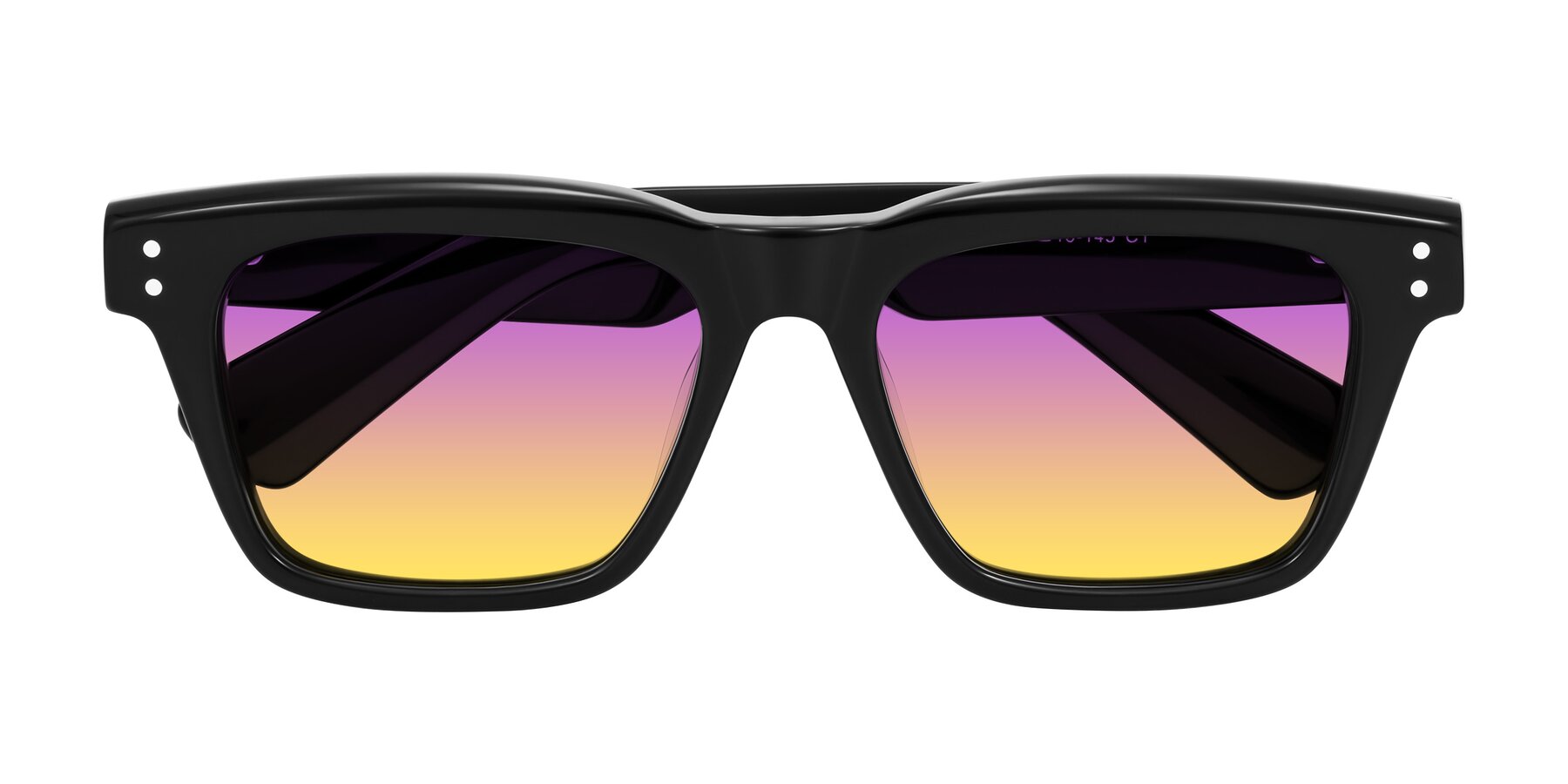 Folded Front of Paisley in Black with Purple / Yellow Gradient Lenses