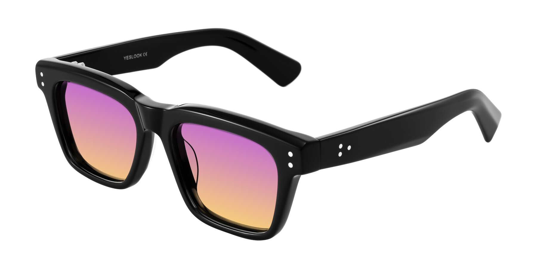 Angle of Paisley in Black with Purple / Yellow Gradient Lenses