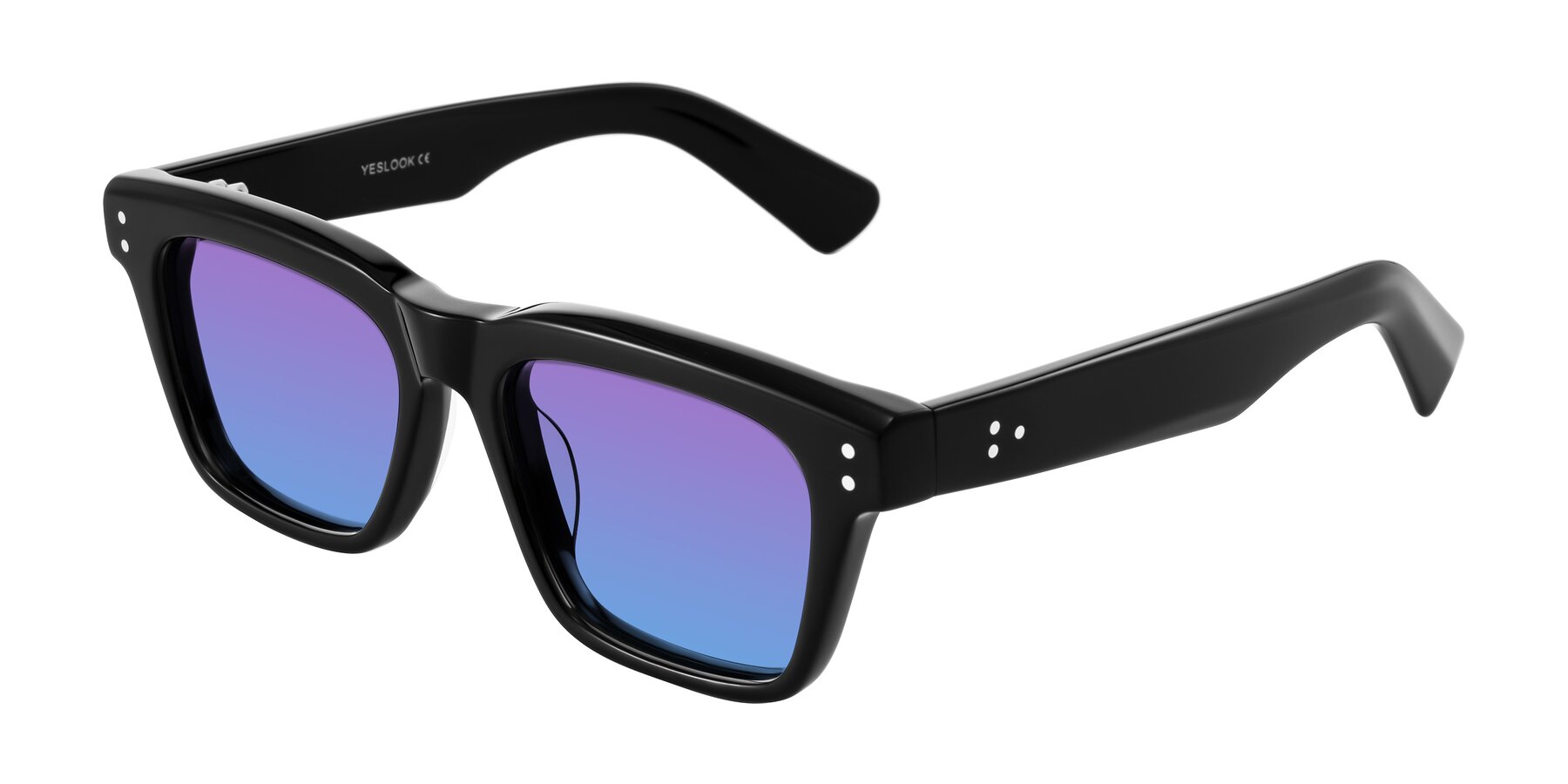 Angle of Paisley in Black with Purple / Blue Gradient Lenses