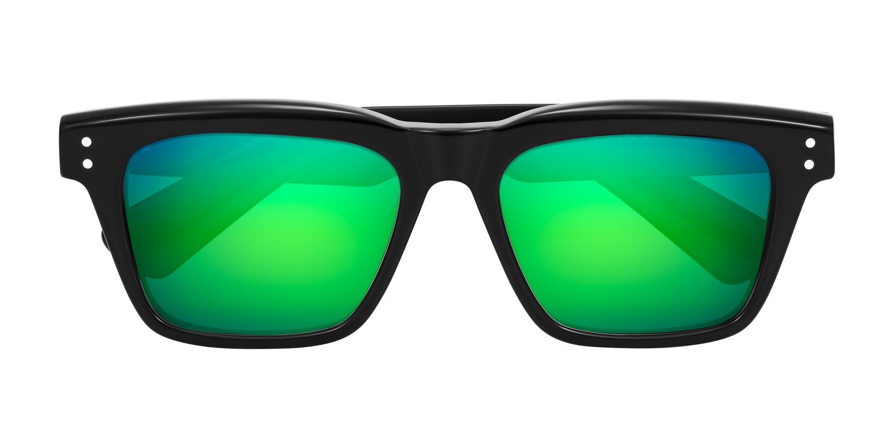 Folded Front of Paisley in Black with Green Mirrored Lenses