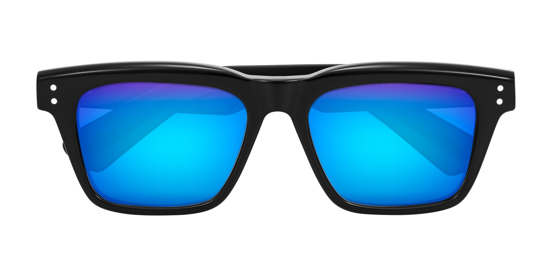Folded Front of Paisley in Black with Blue Mirrored Lenses