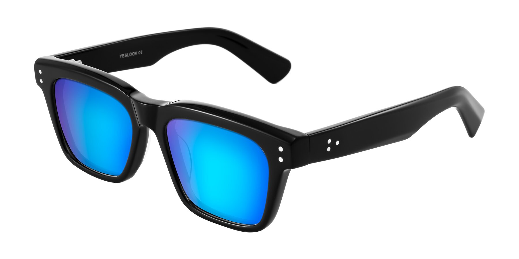 Angle of Paisley in Black with Blue Mirrored Lenses